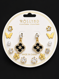 🦋 Midnight Bloom 7-Pair Earrings Set
