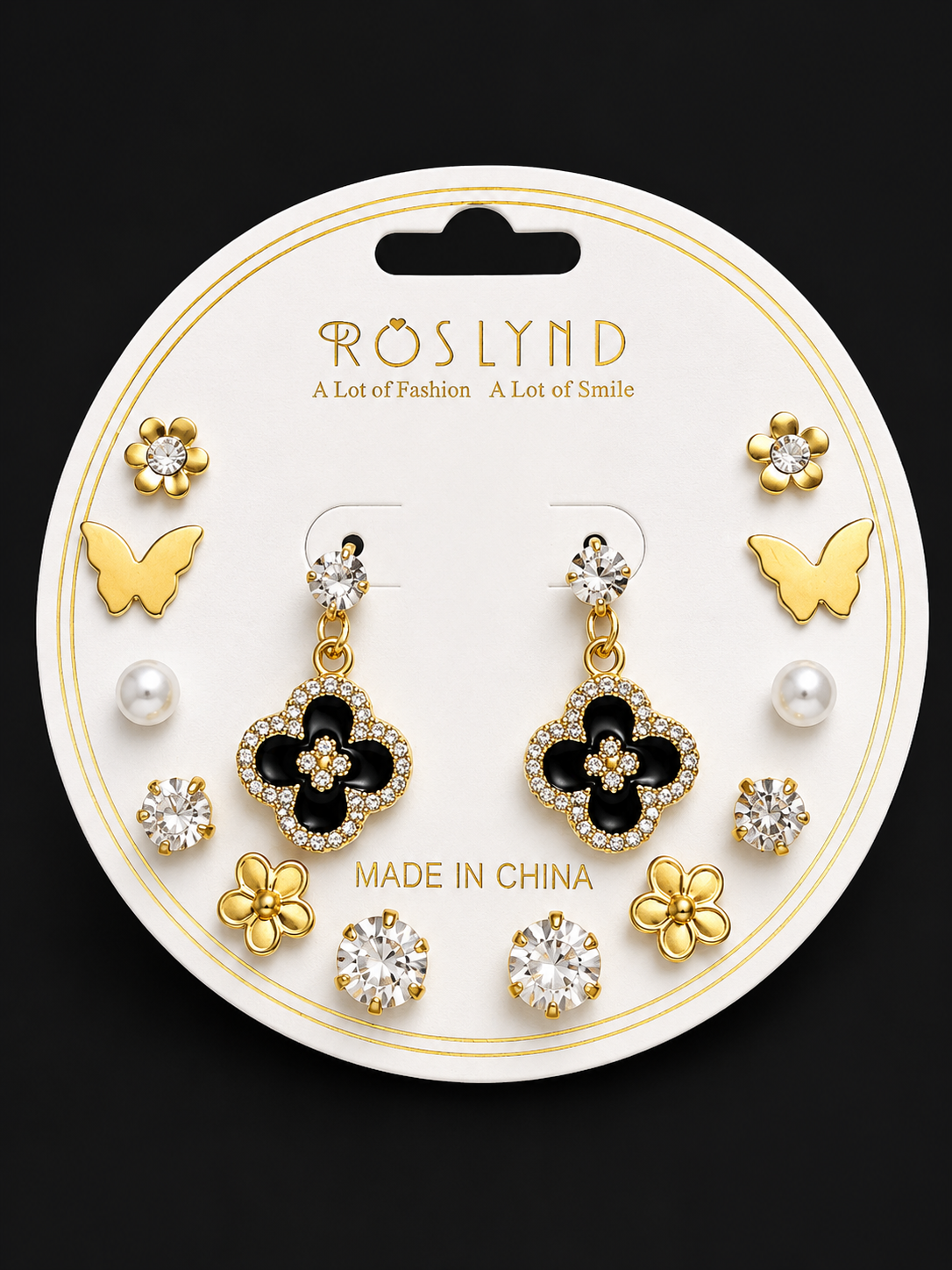 🦋 Midnight Bloom 7-Pair Earrings Set