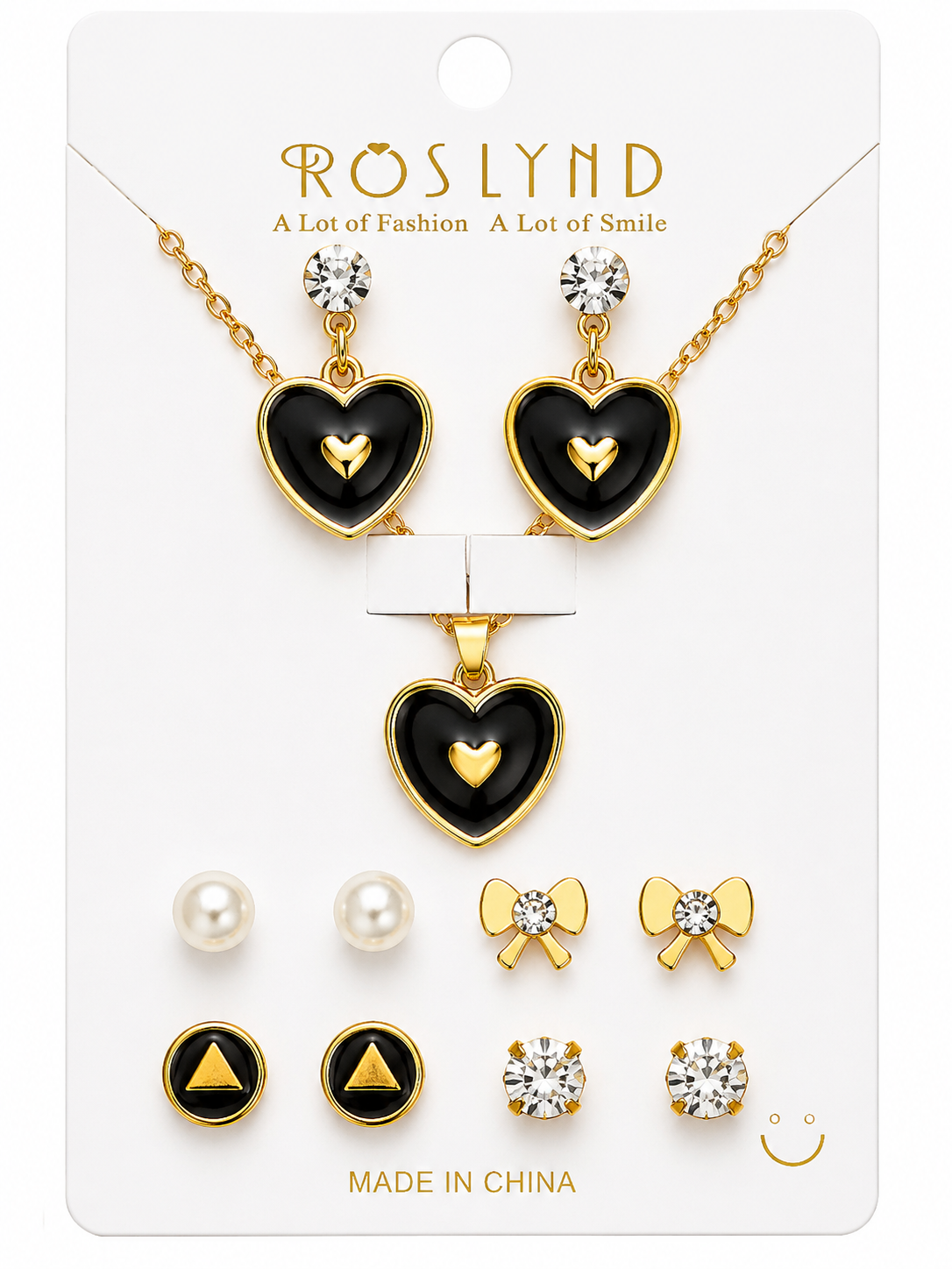Midnight Heart Charm Jewelry Set