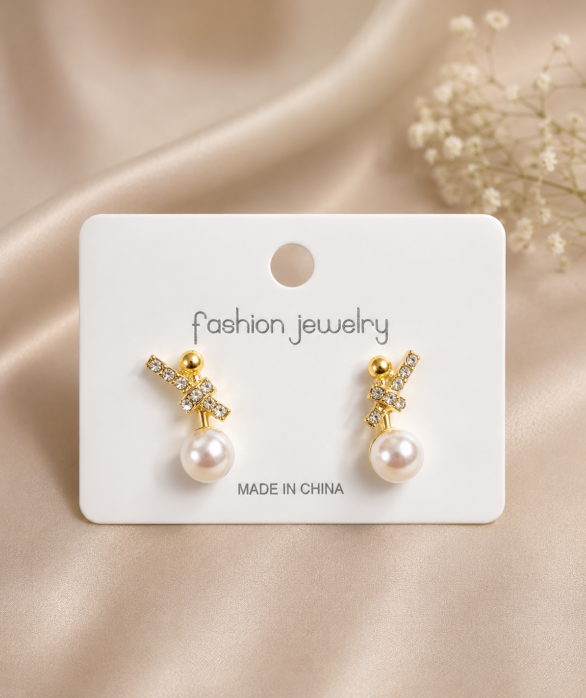 Pearl Bow Stud Earrings