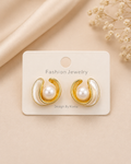 Luna Pearl Curve Stud Earrings