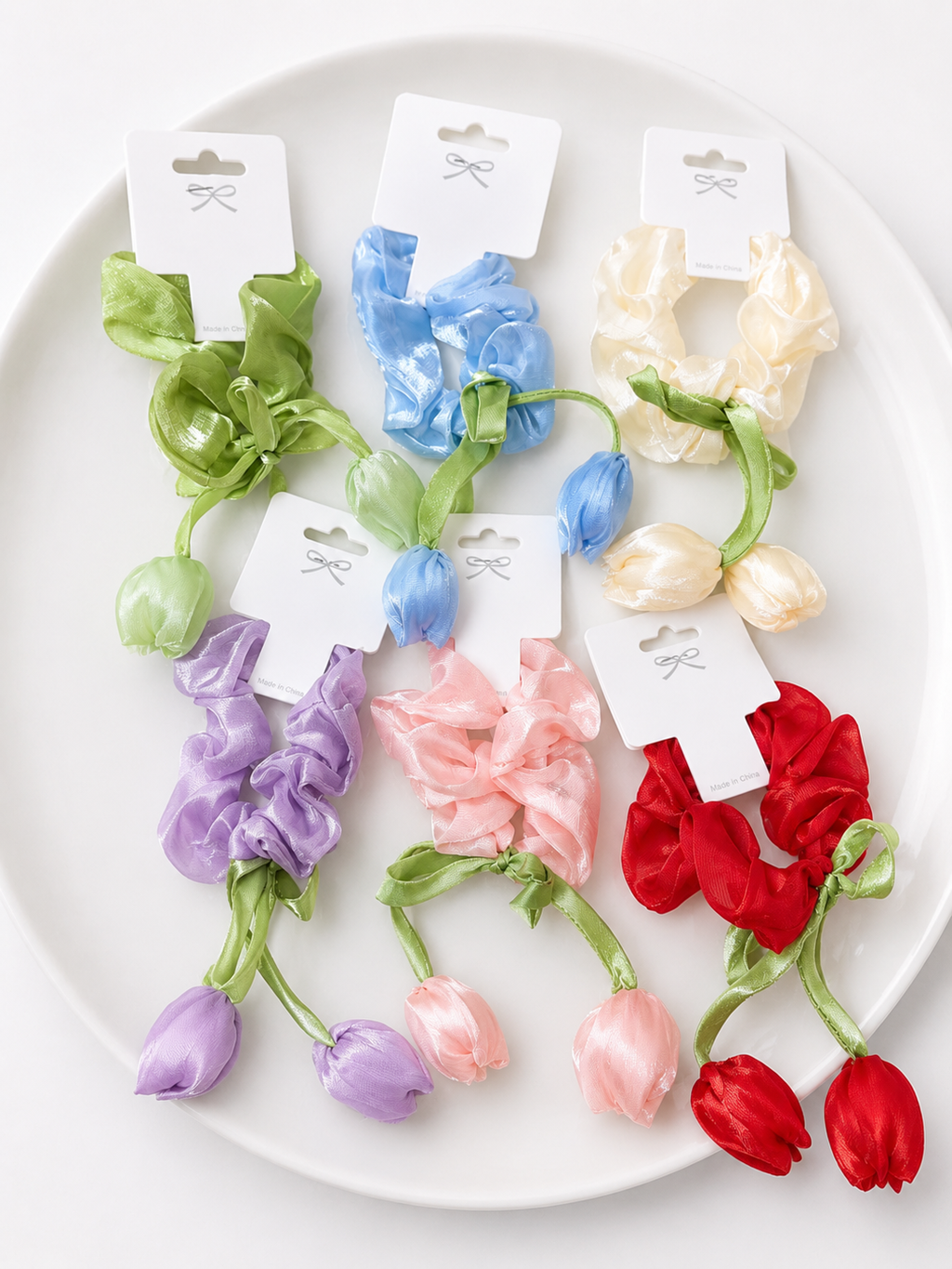 Tulip Bloom Satin Hair Scrunchie