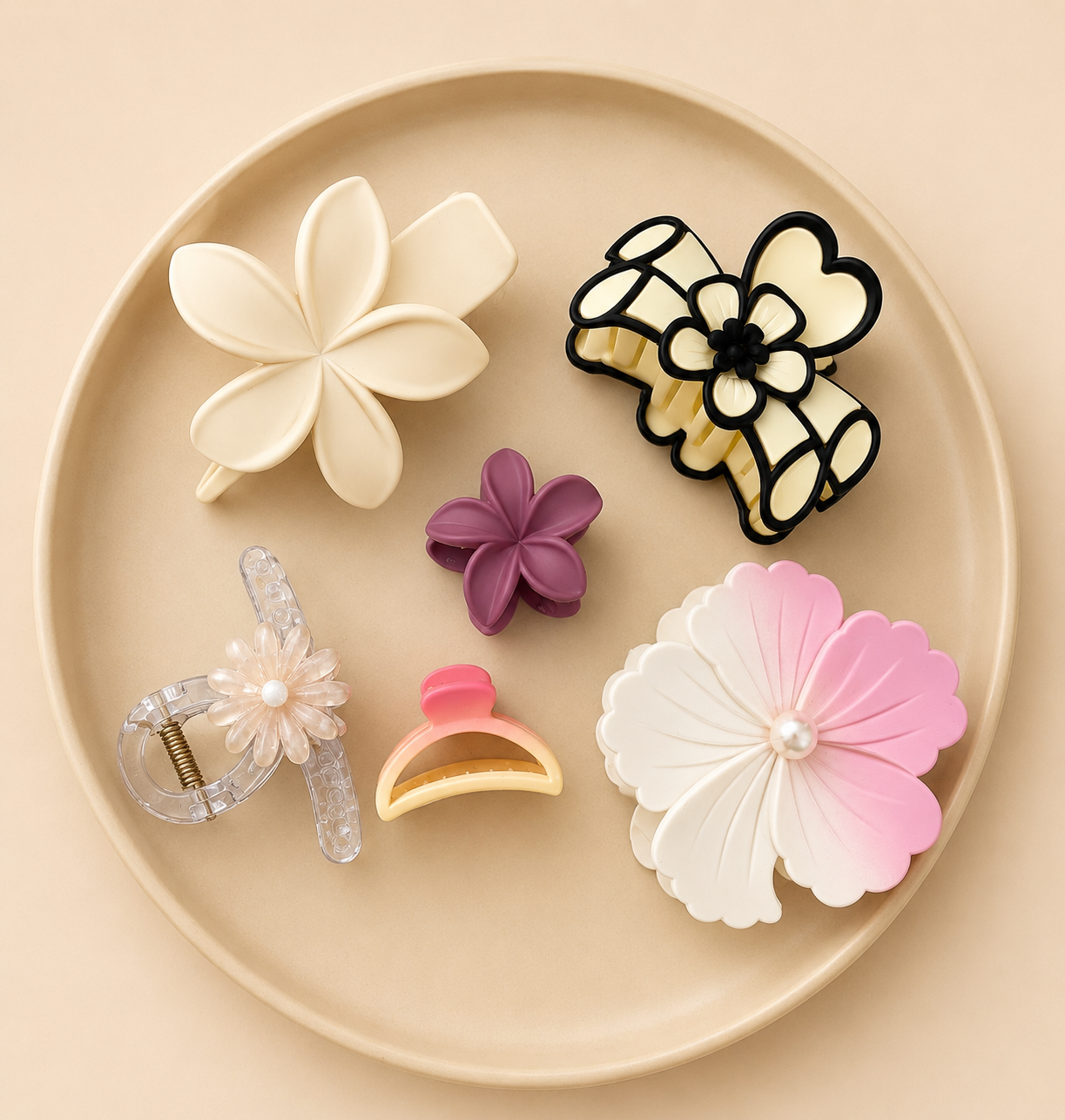 🌸 Pastel Blossom Hair Clip Hamper Set