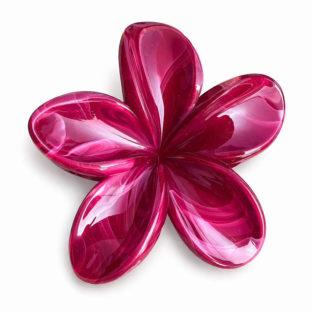 Maroon Marble Flower Hair Clip 🌸