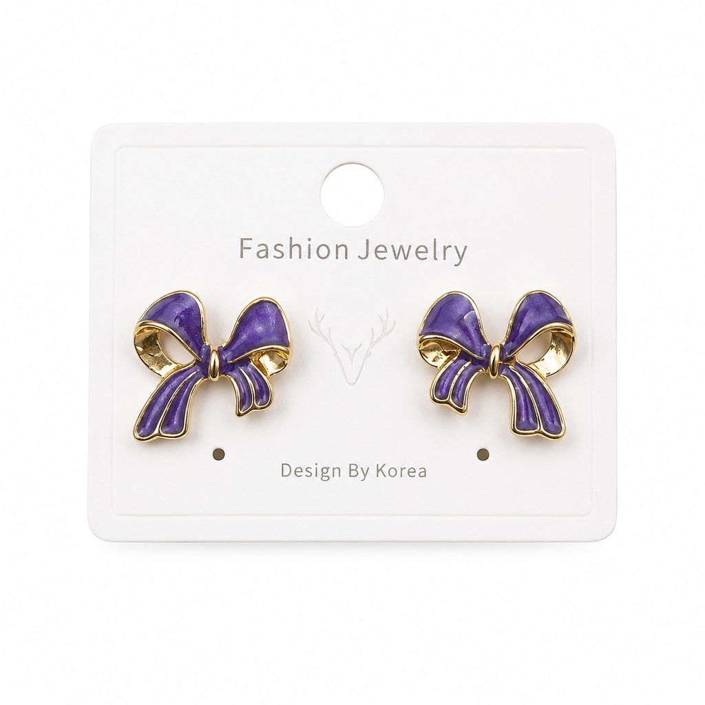 Lavender Bow Stud Earrings