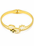 Gold Finish Floral Charm Bracelet