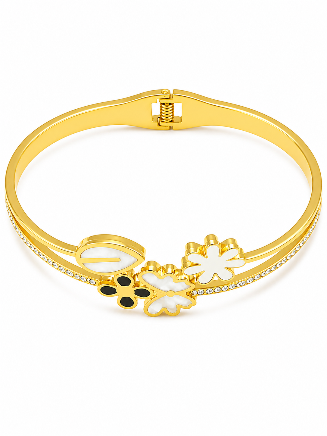 Gold Finish Floral Charm Bracelet