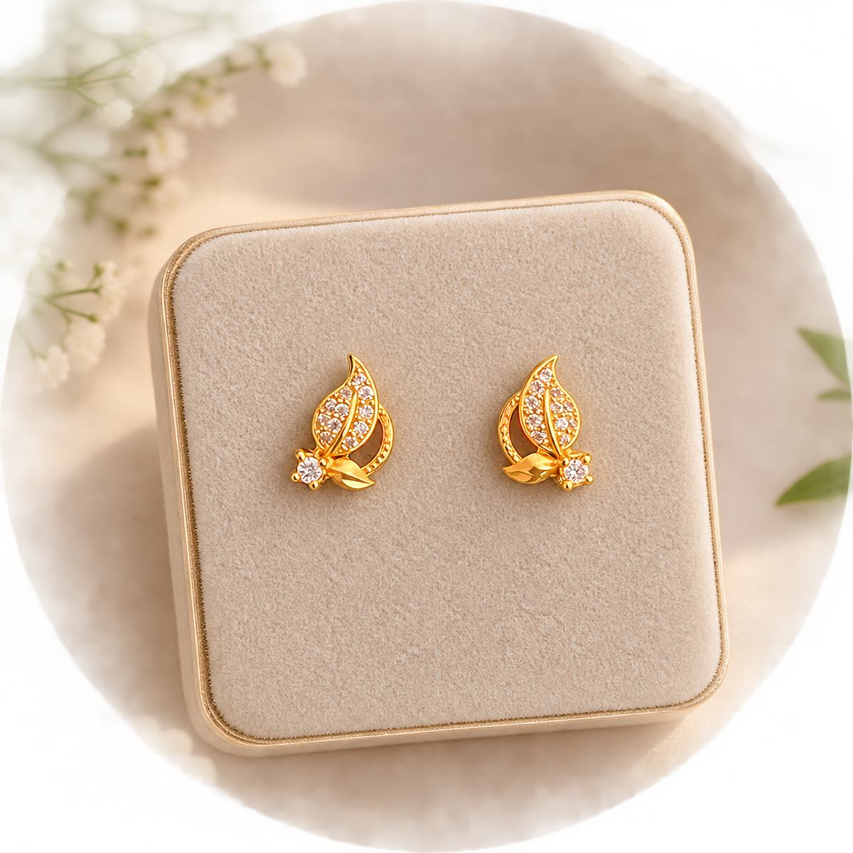 Golden Leaf Bloom Earrings