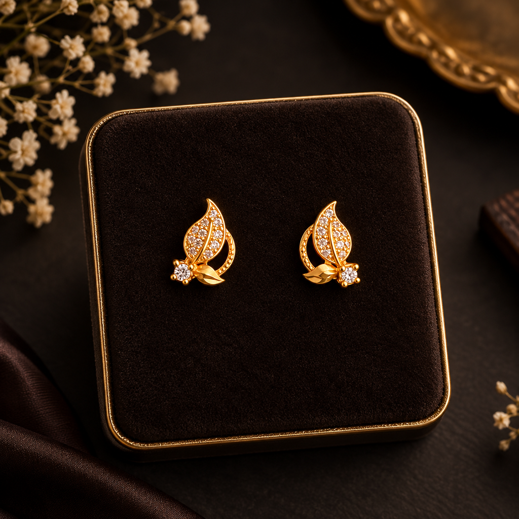 Golden Leaf Bloom Earrings