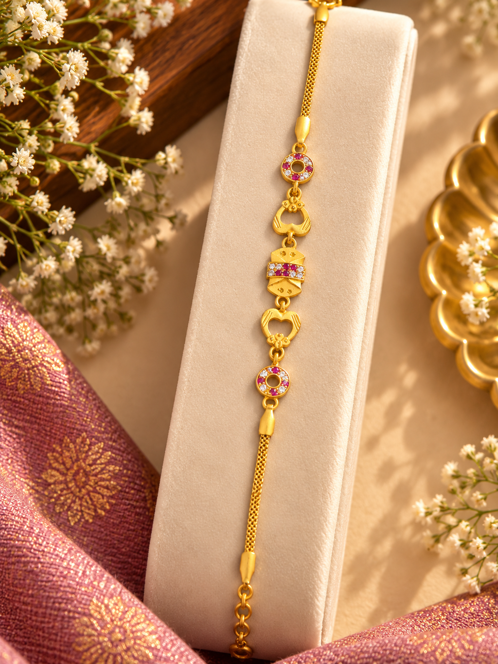 Golden Heart Charm Bracelet