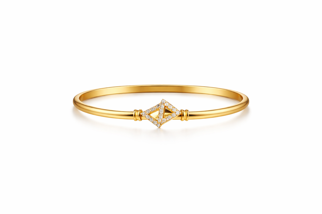 Golden Diamond Shape Arrow Cuff Bracelet