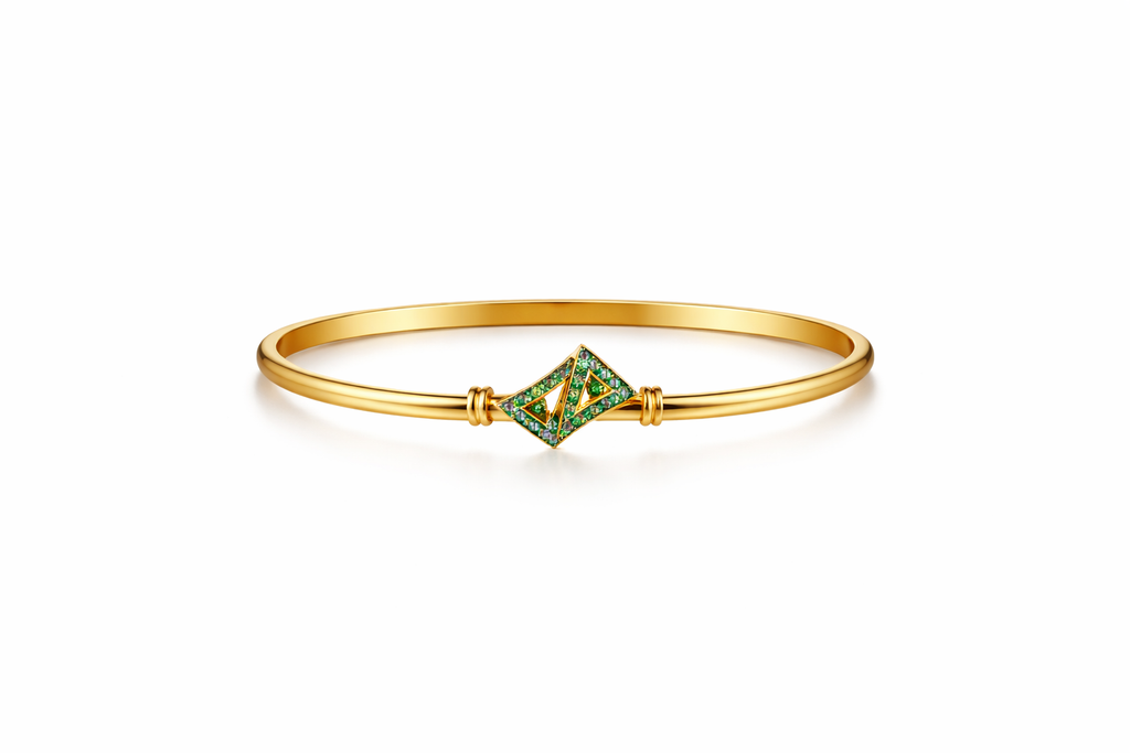 Elegant Green Triangle Gold Bracelet