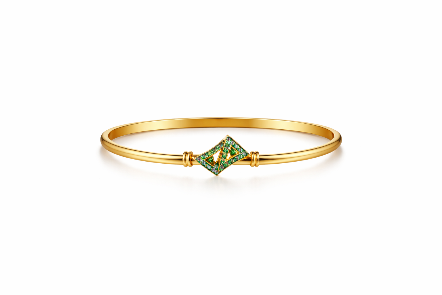 Elegant Green Triangle Gold Bracelet