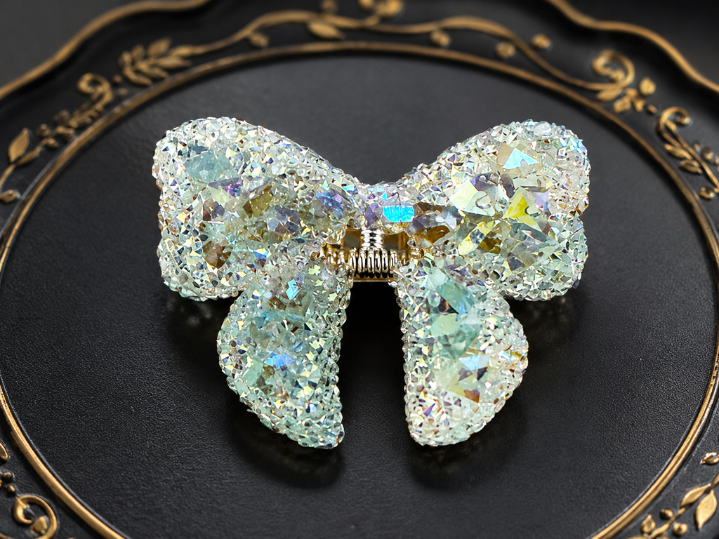 Crystal Sparkle Bow Hair Alligator Clip