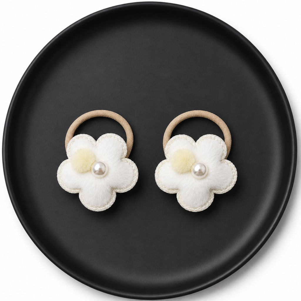 🌼 Fluffy Daisy Pearl Hair Band Set