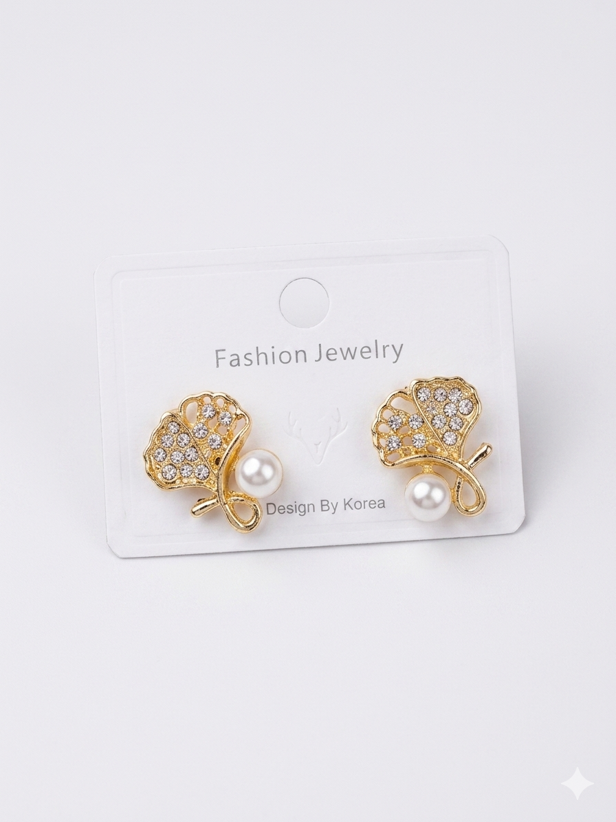 Korean Pearl Butterfly Earrings 🦋✨