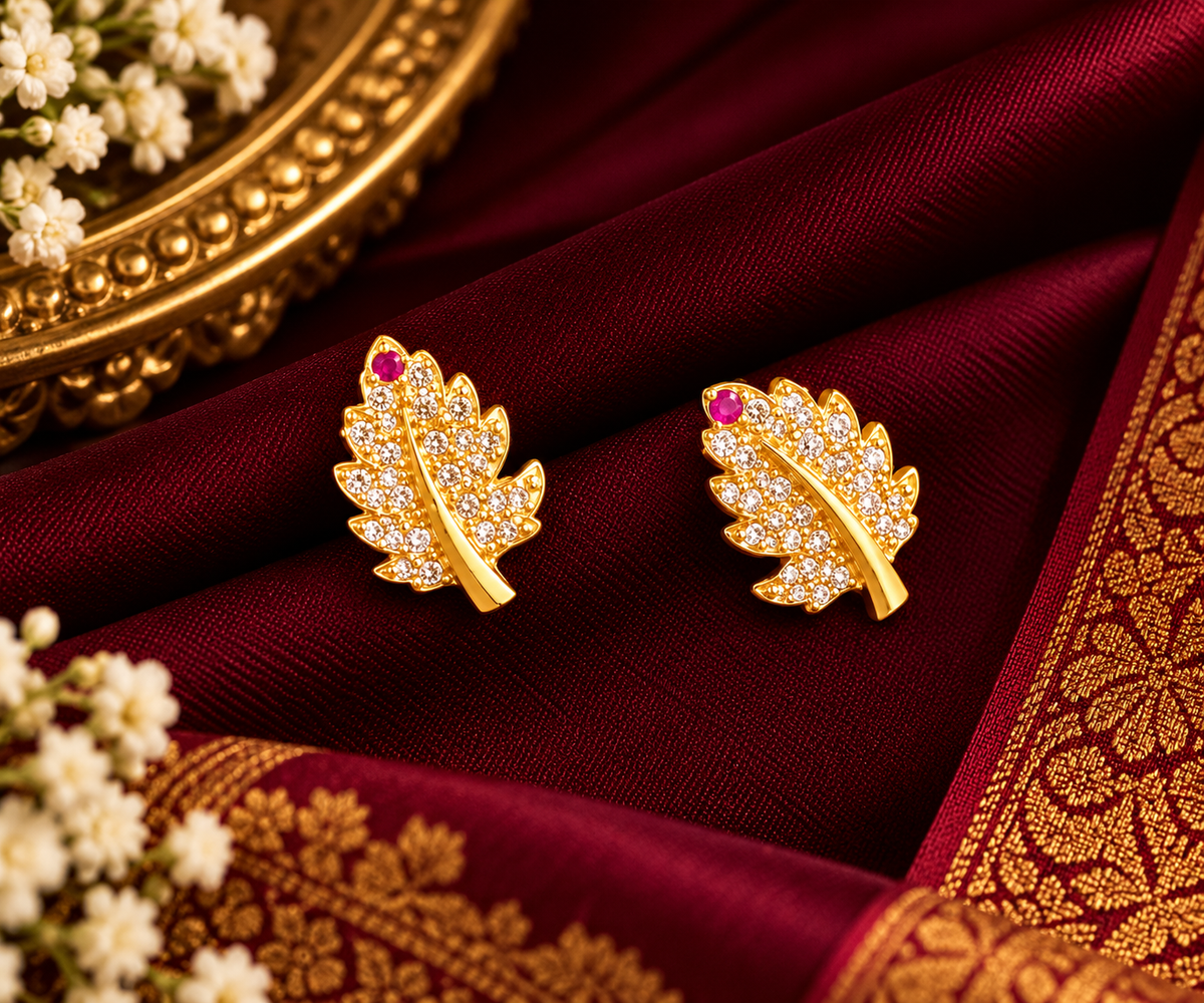 Pon Ilai Stone Stud Earrings