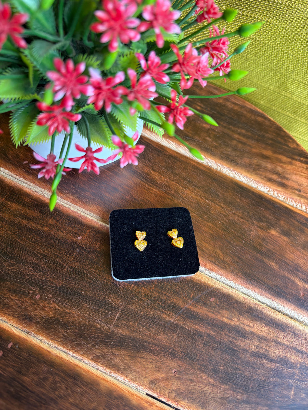 Double Heart Drop Earrings – Lightweight Daily Wear