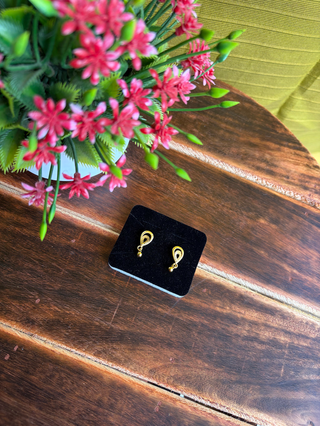Golden Teardrop Ball Drop Earrings – Lightweight Daily Wear
