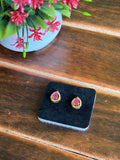 Ruby Teardrop Crystal Stud Earrings – Lightweight Daily Wear