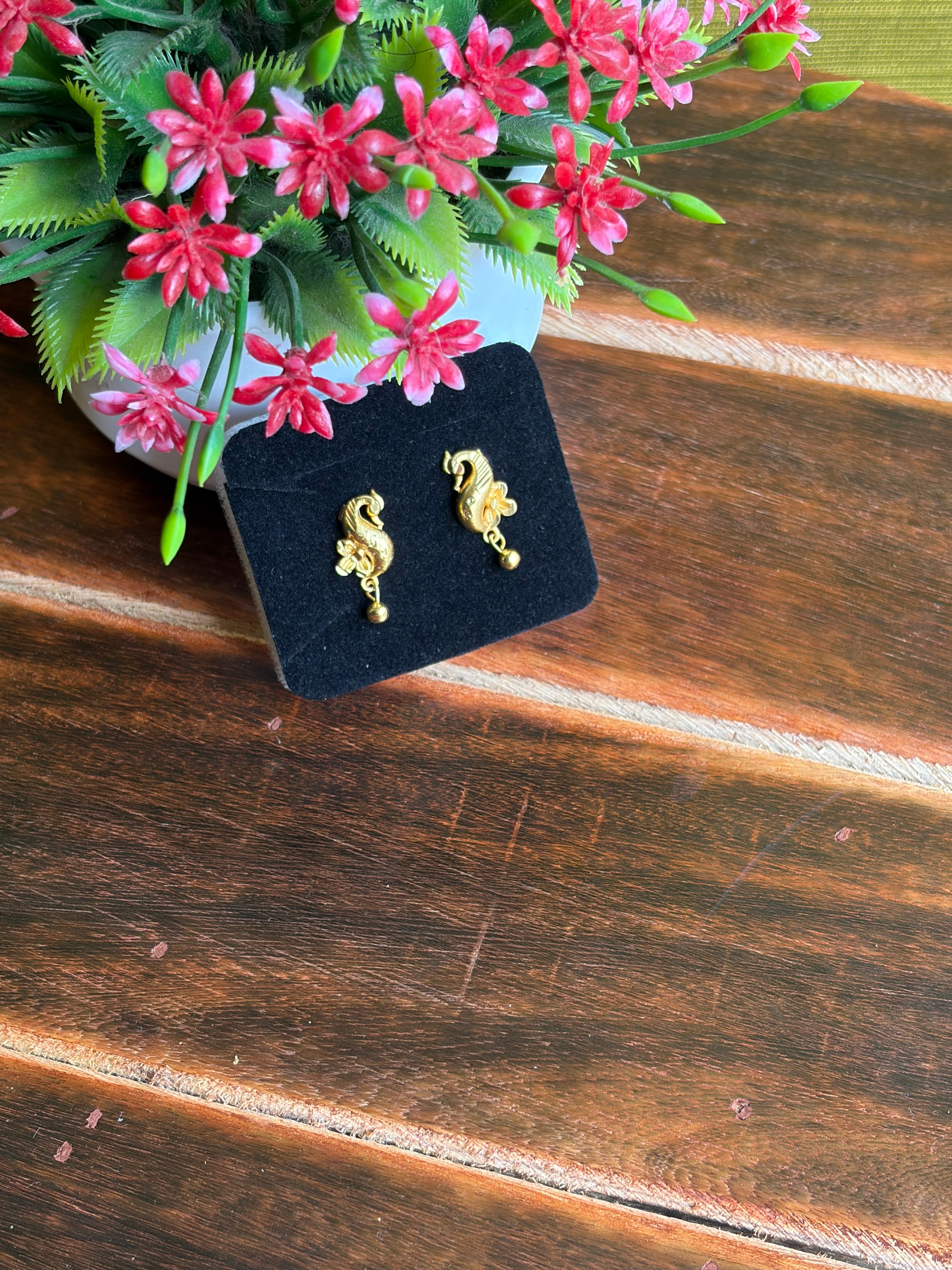 Elegant Gold Peacock Drop Earrings