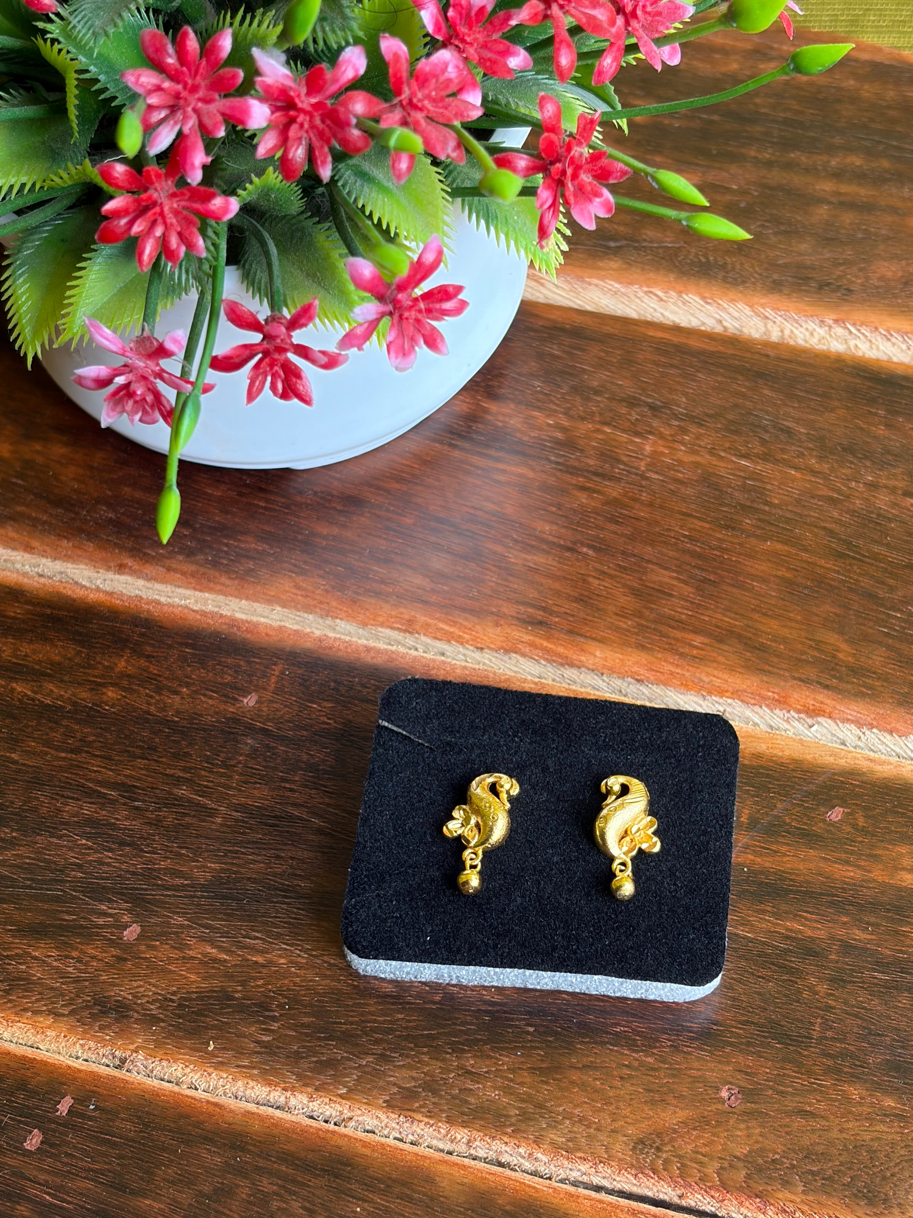 Elegant Gold Peacock Drop Earrings