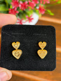 Elegant Double Heart Gold Stud Earrings ( BIG )