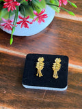 Golden Sunflower Leaf Drop Earrings
