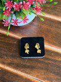 Golden Floral Charm Drop Earrings