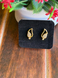 Golden Leaf Sparkle Stud Earrings