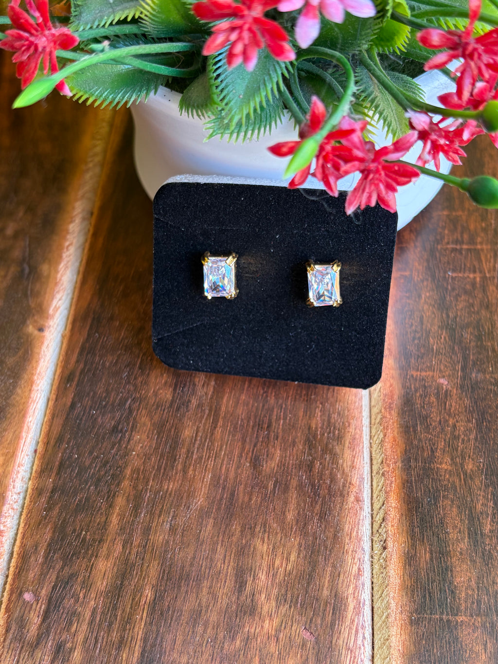 Royal Crystal Square Stud Earrings