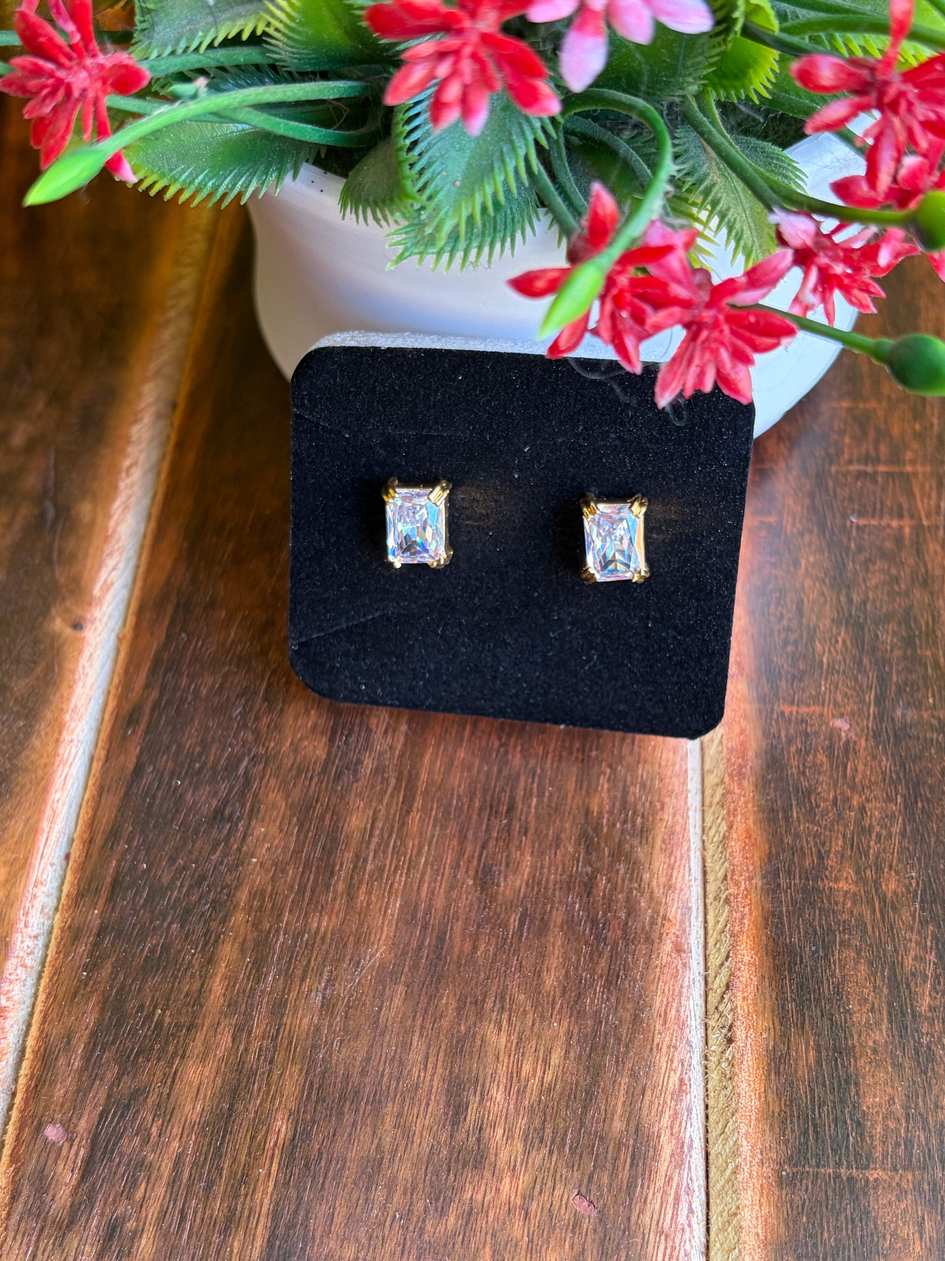 Royal Crystal Square Stud Earrings