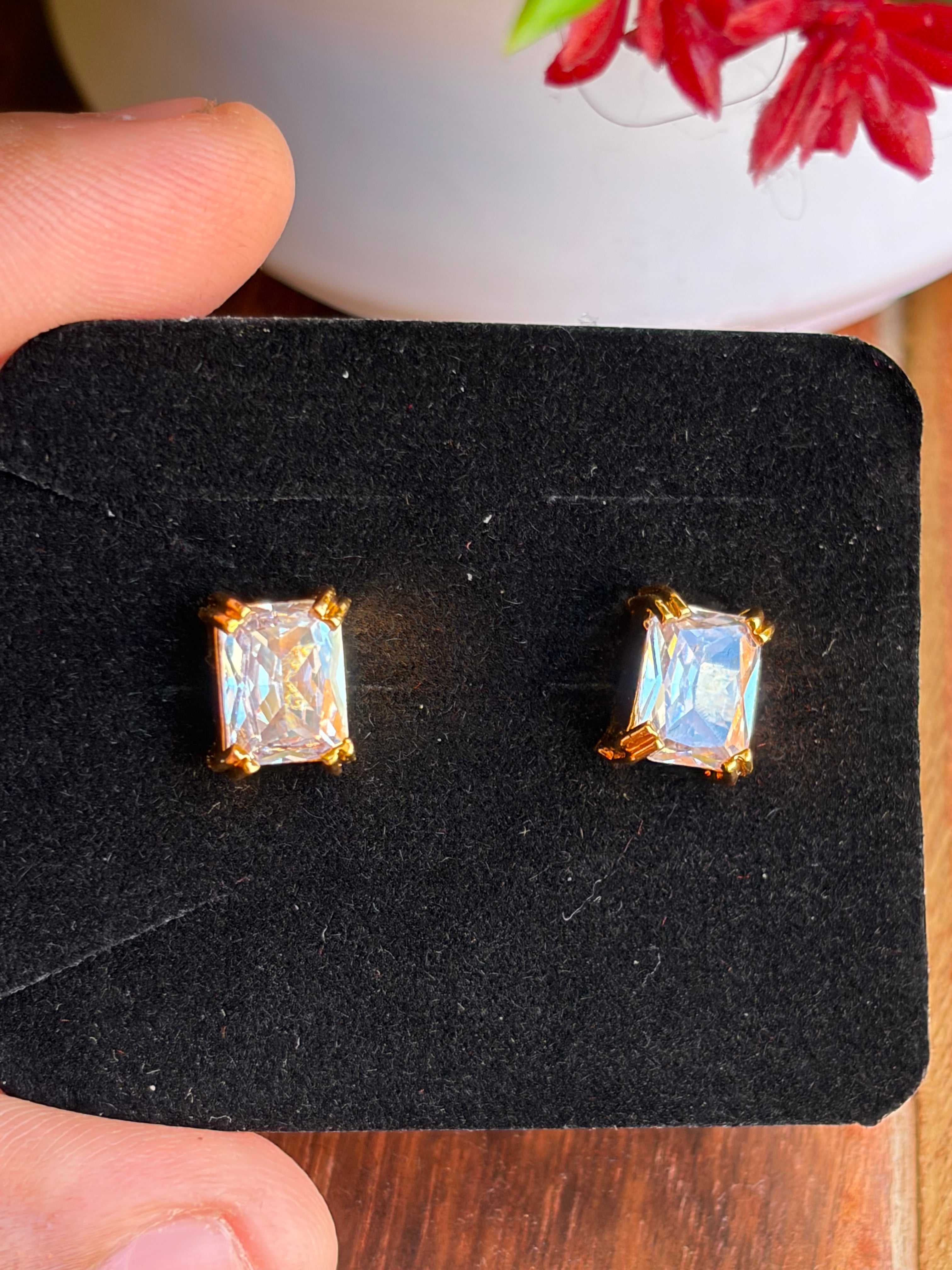 Royal Crystal Square Stud Earrings