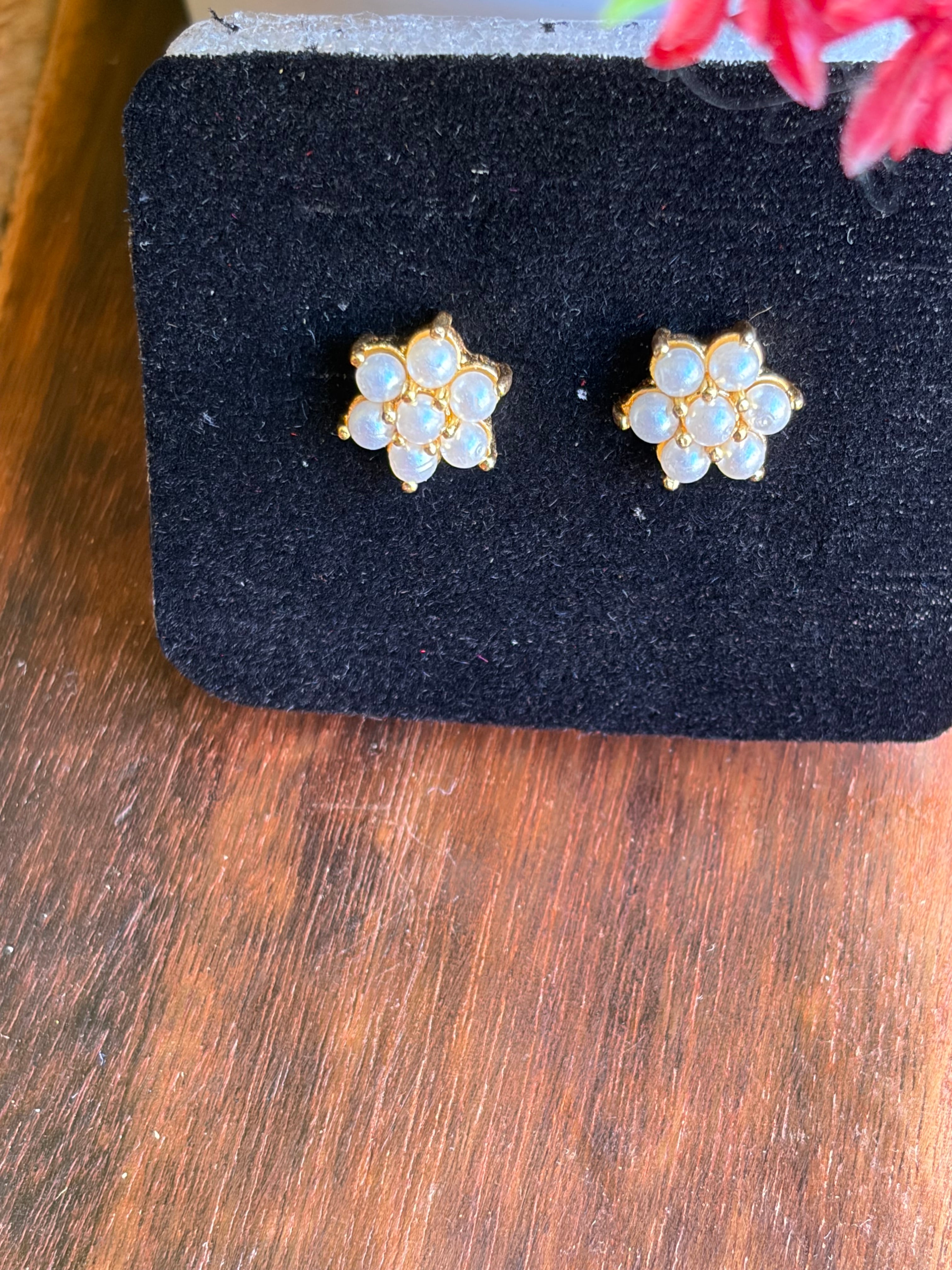 Moon Glow Floral Stud Earrings