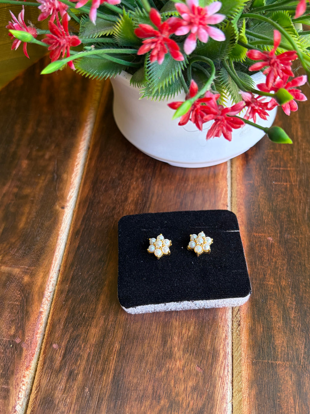 Moon Glow Floral Stud Earrings