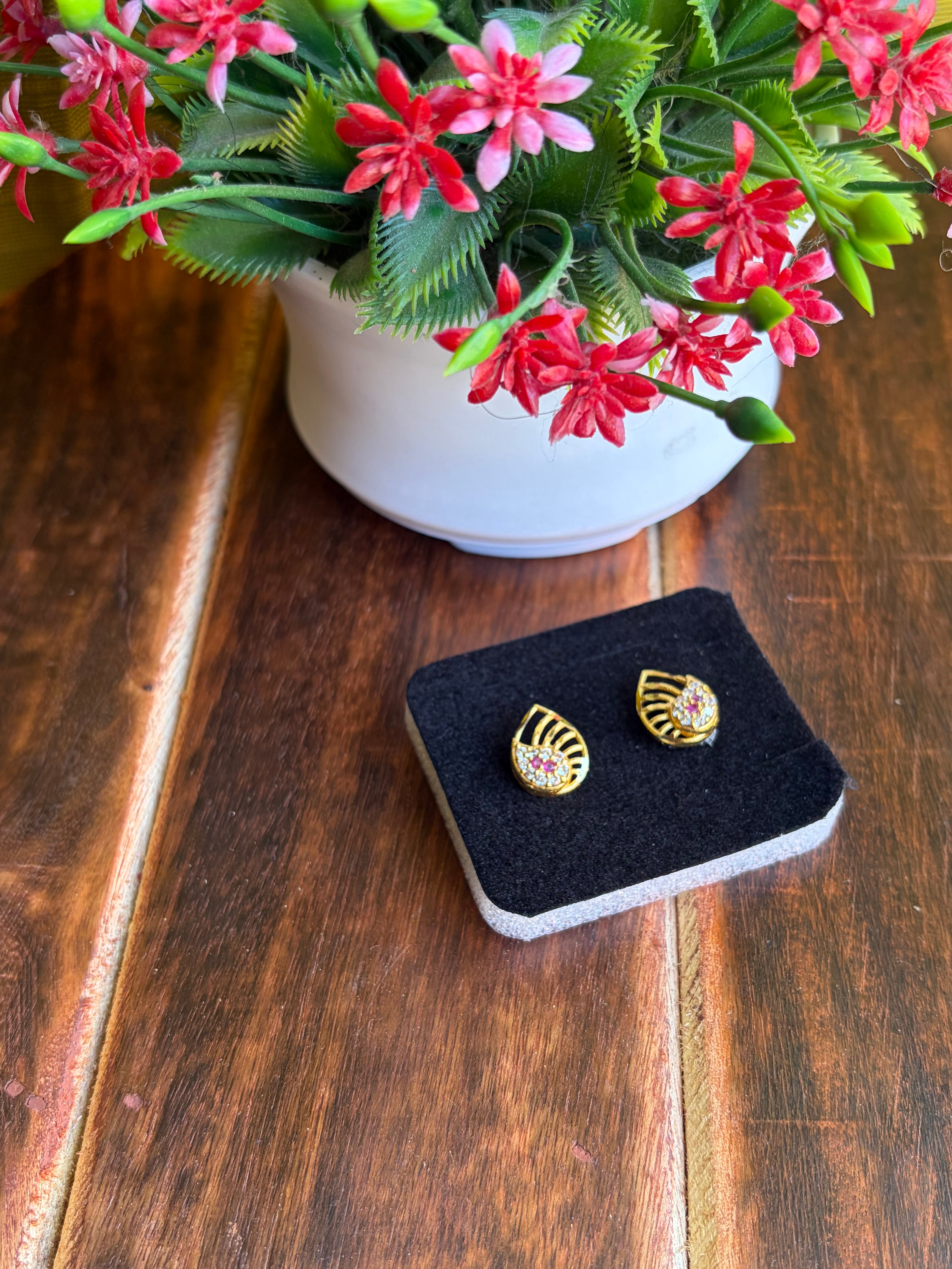 Elegant Pink Stone Teardrop Stud Earrings