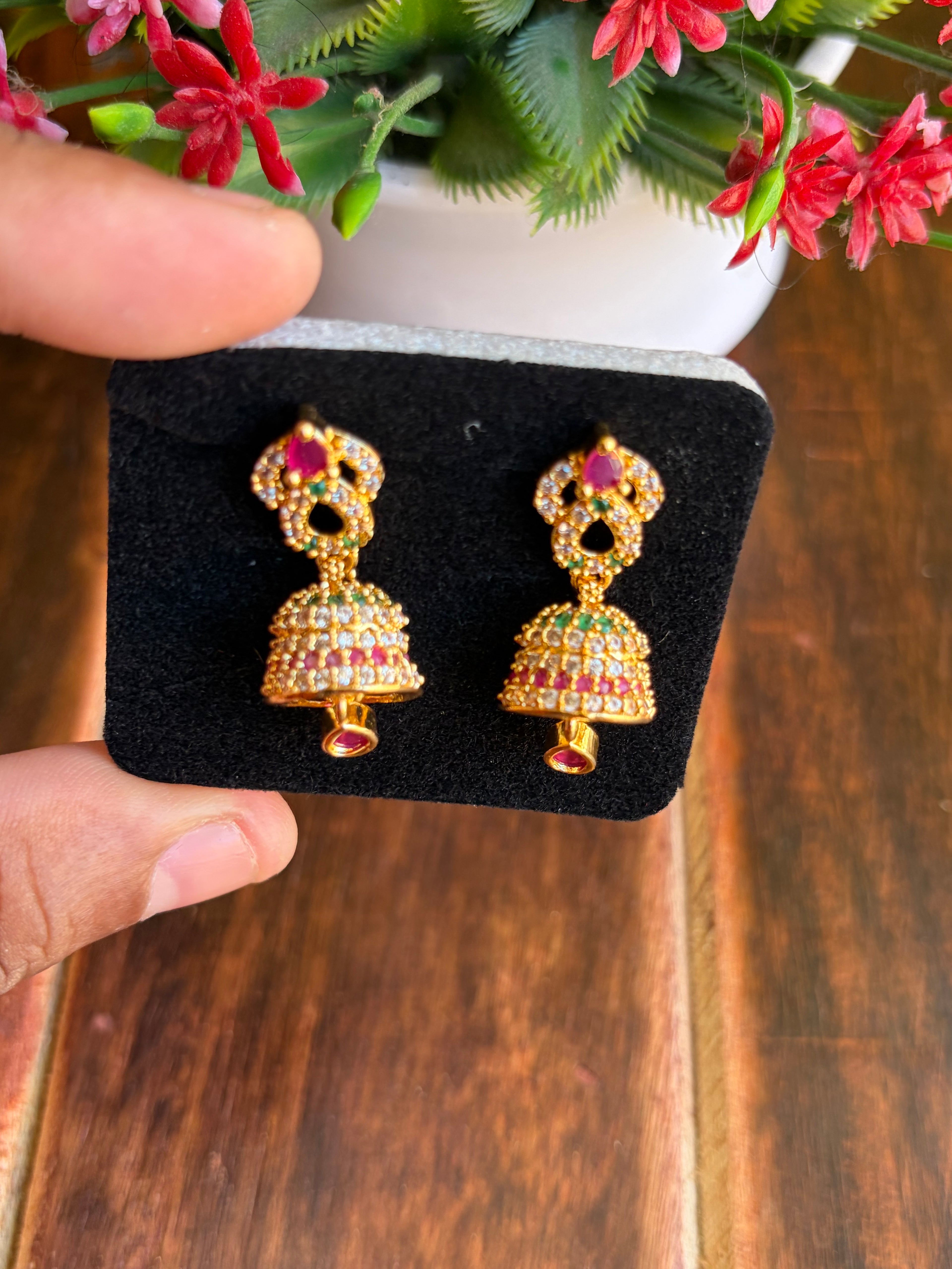Grand Stone Studded Bridal Jhumka Earrings