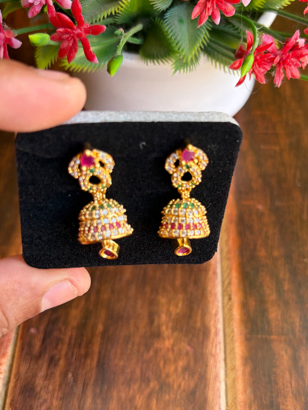 Grand Stone Studded Bridal Jhumka Earrings