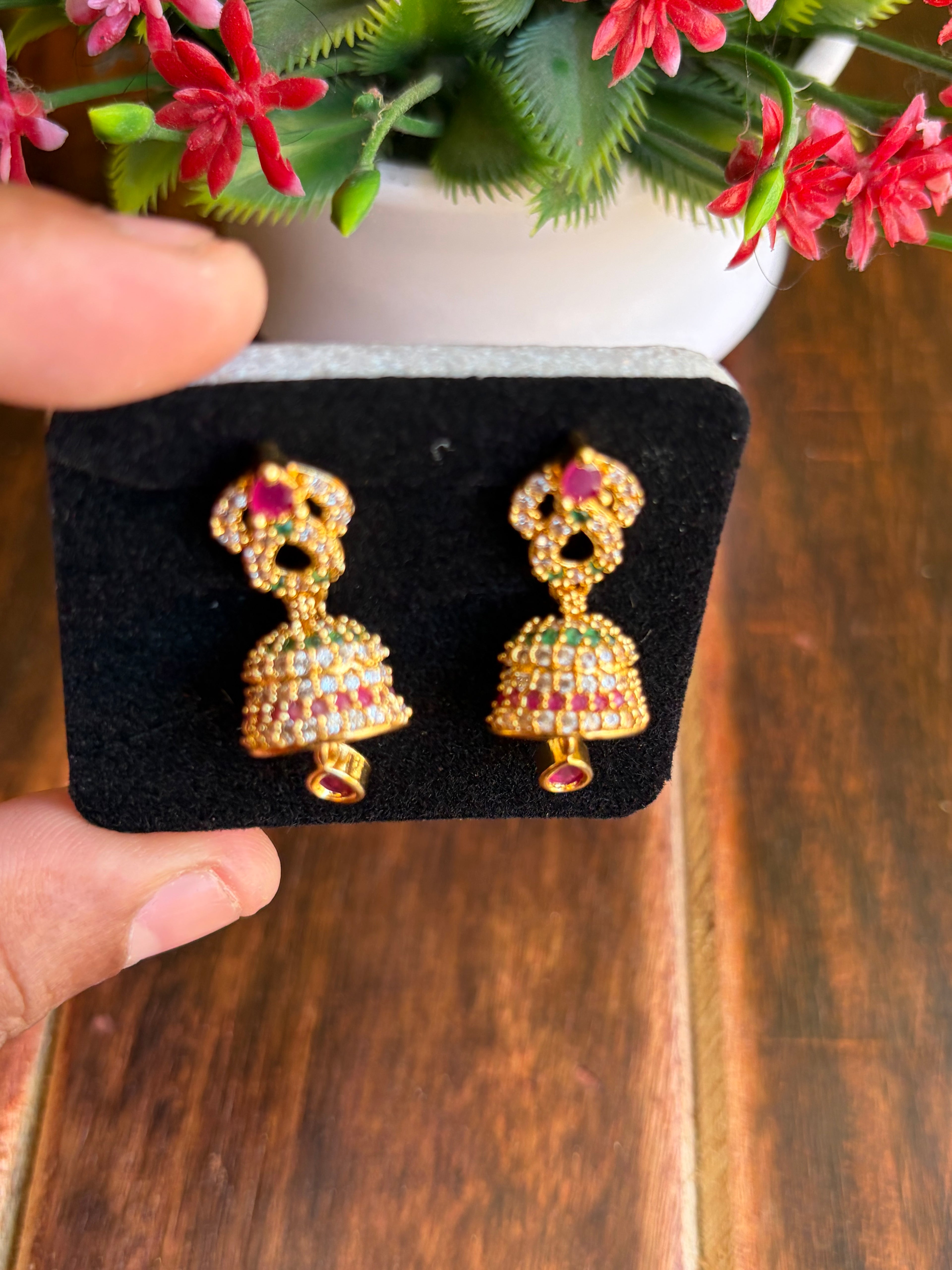 Grand Stone Studded Bridal Jhumka Earrings