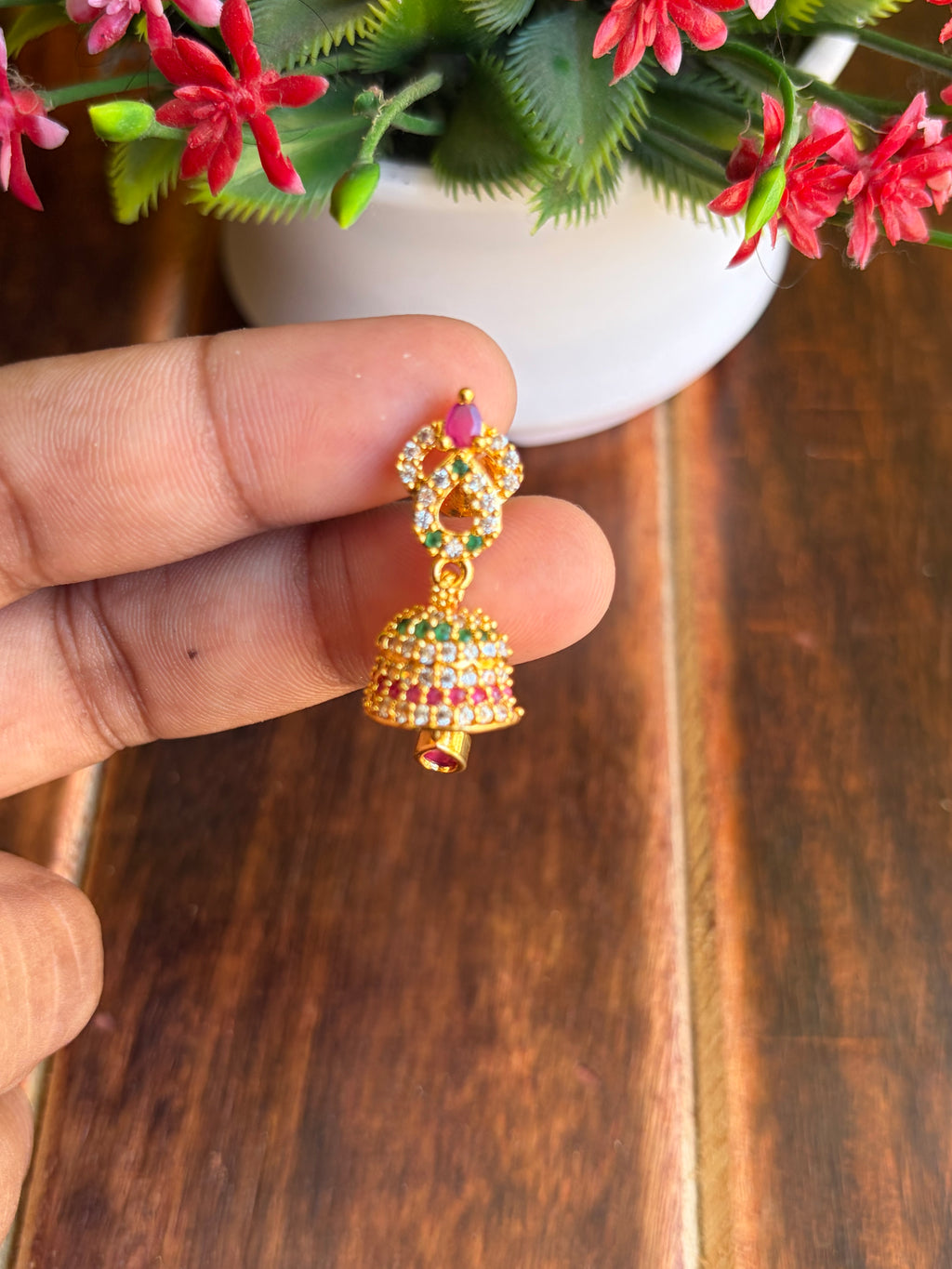 Grand Stone Studded Bridal Jhumka Earrings