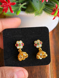 Antique Floral Jhumka Earrings with Navaratna Stones