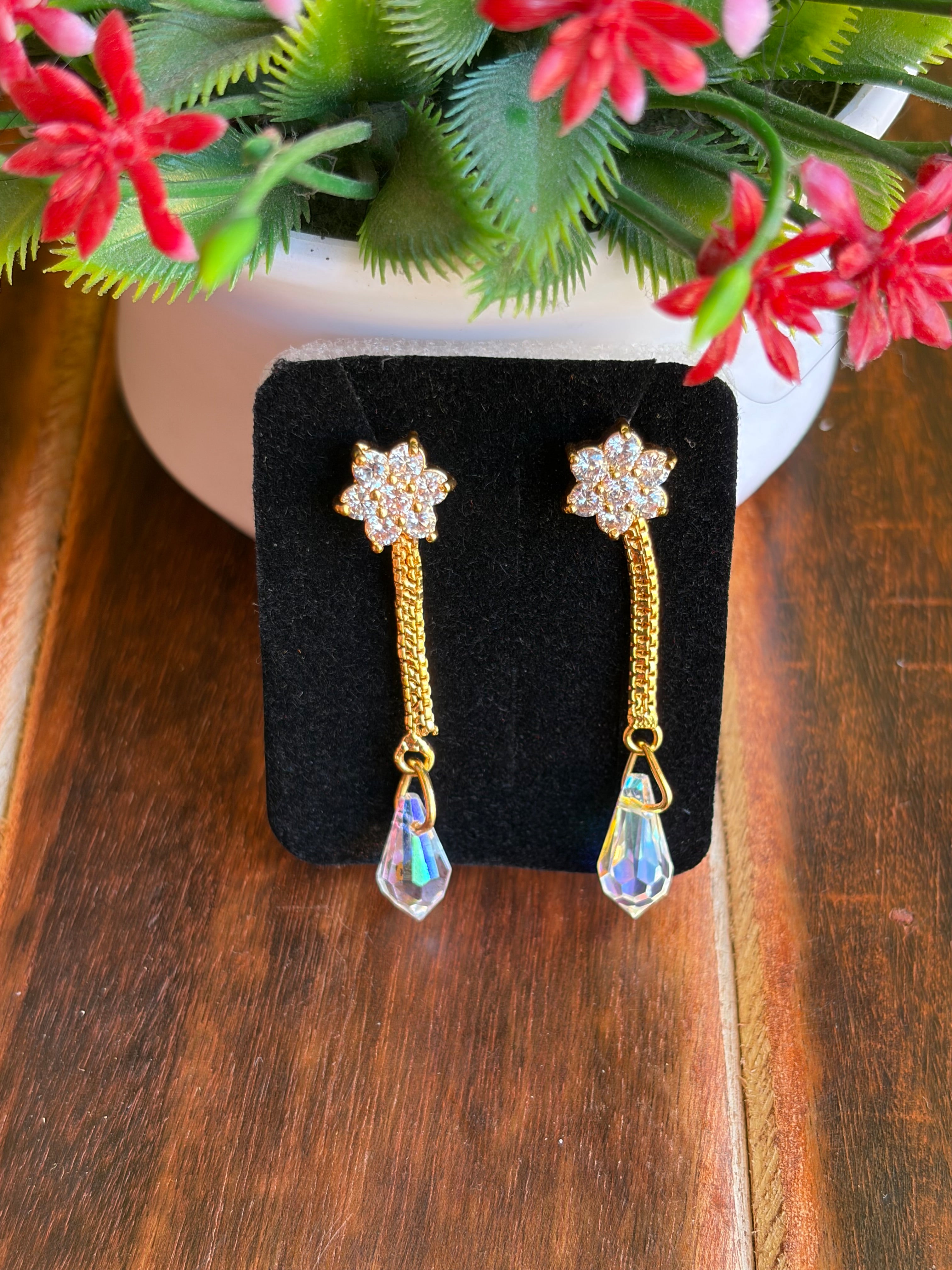 Pushpa Lakshmi Crystal Drop Earrings