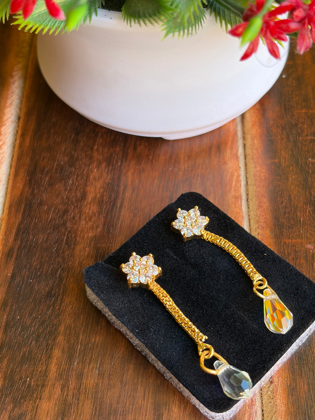Pushpa Lakshmi Crystal Drop Earrings