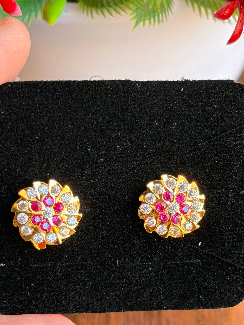 Ruby Spark Floral Stud Earrings