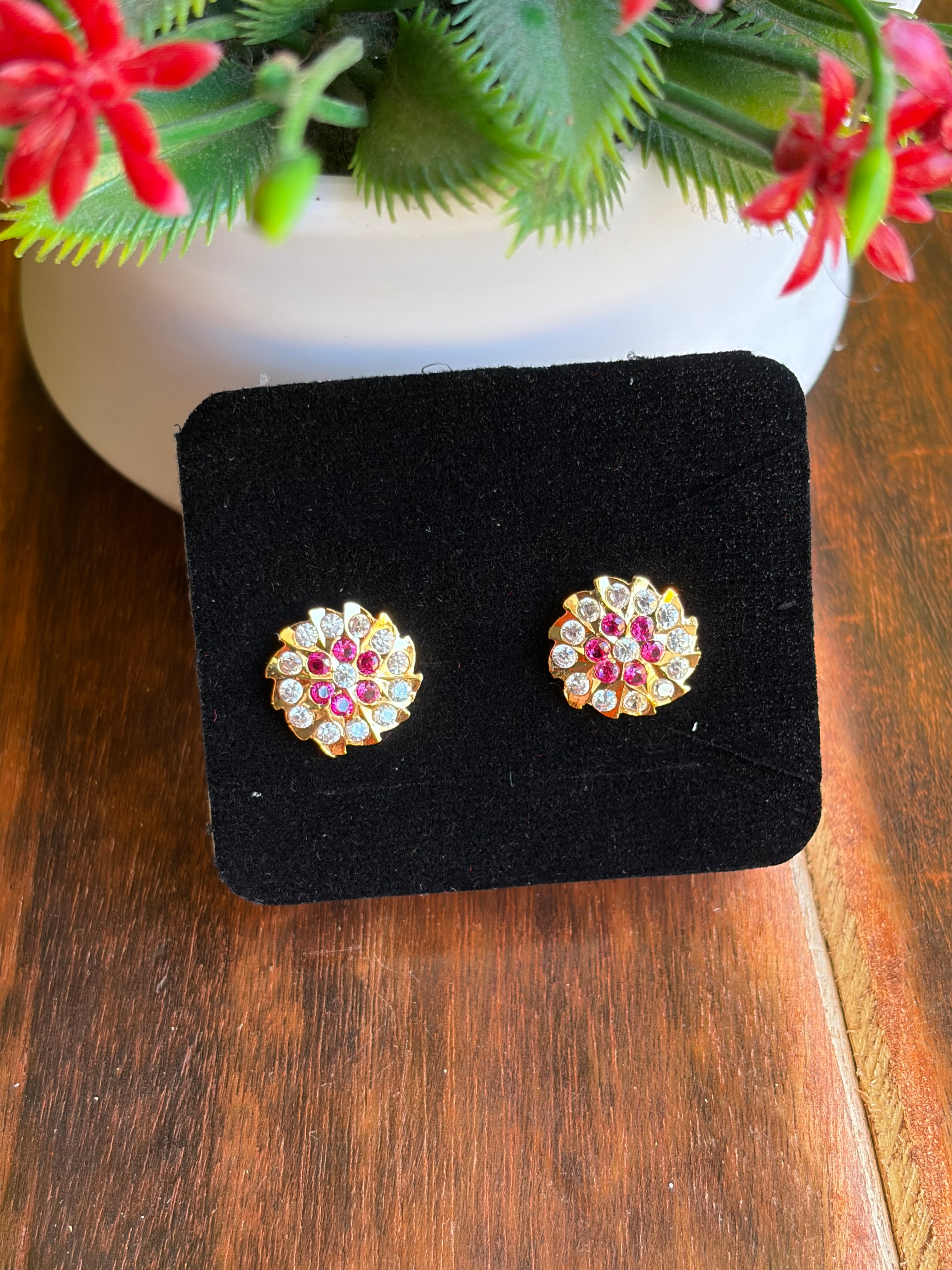 Ruby Spark Floral Stud Earrings