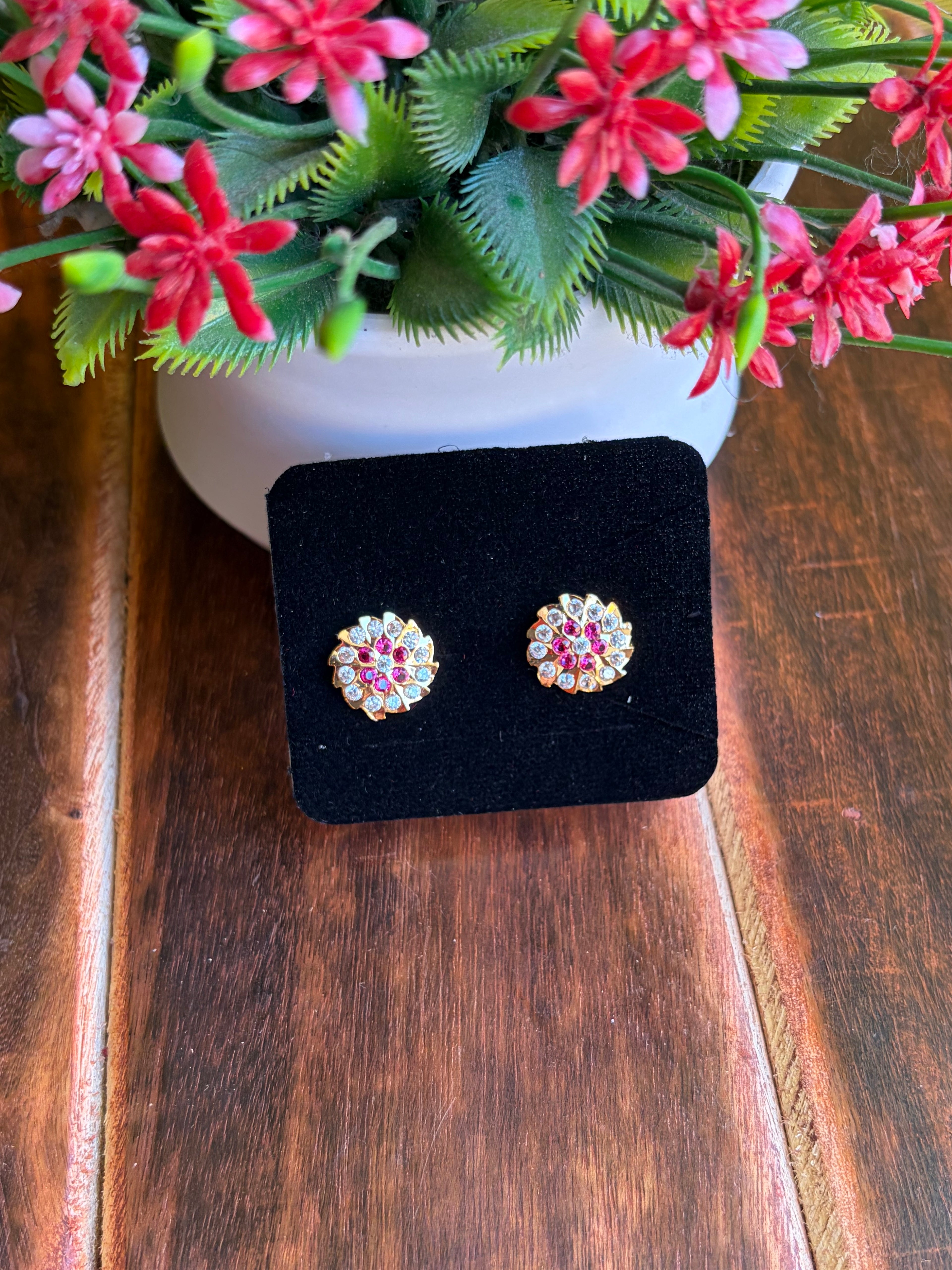 Ruby Spark Floral Stud Earrings