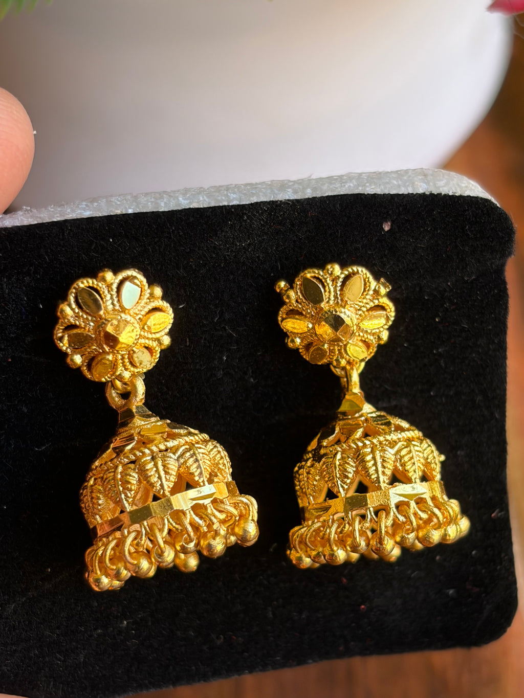 Antique Gold Temple Jhumka Earrings