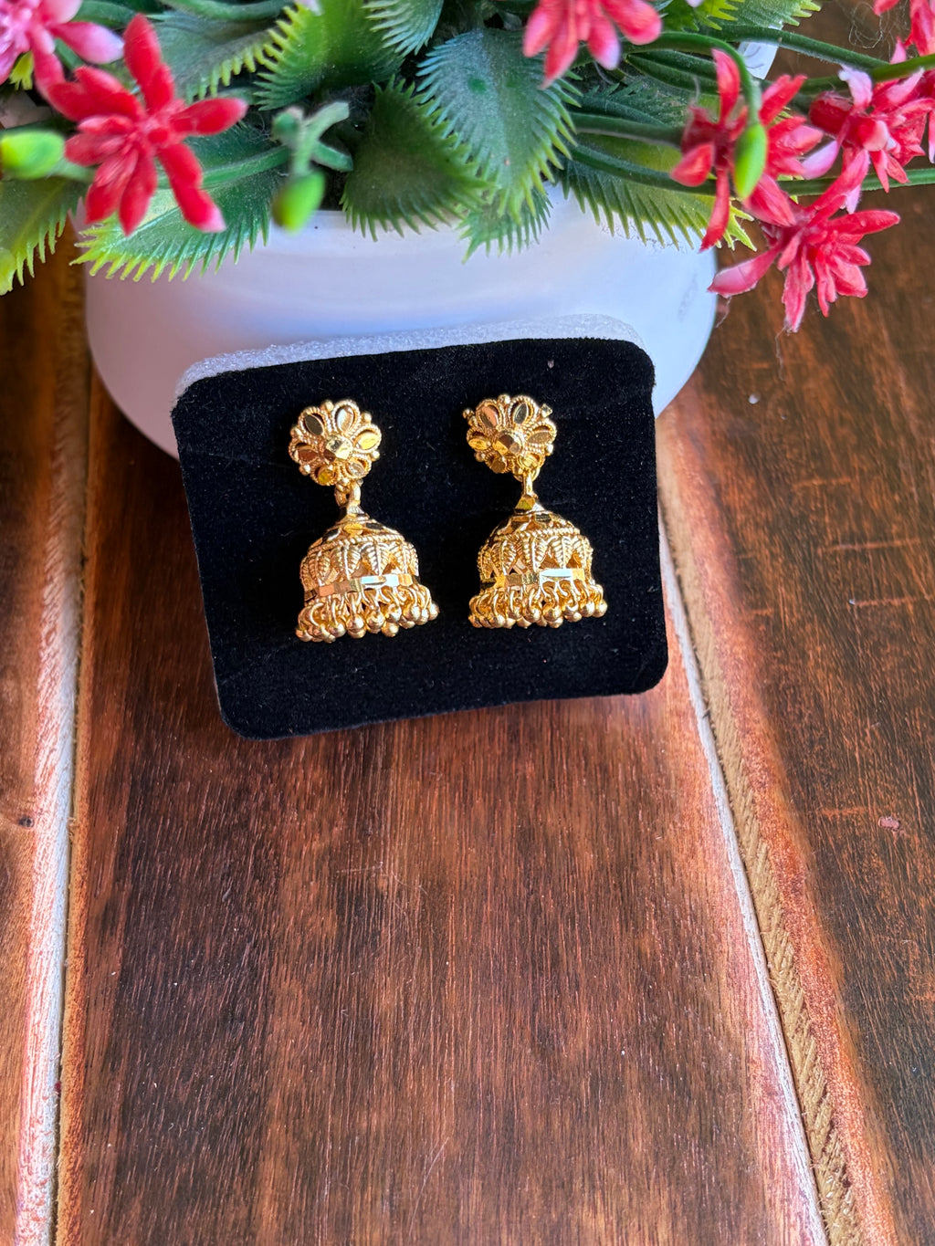 Antique Gold Temple Jhumka Earrings