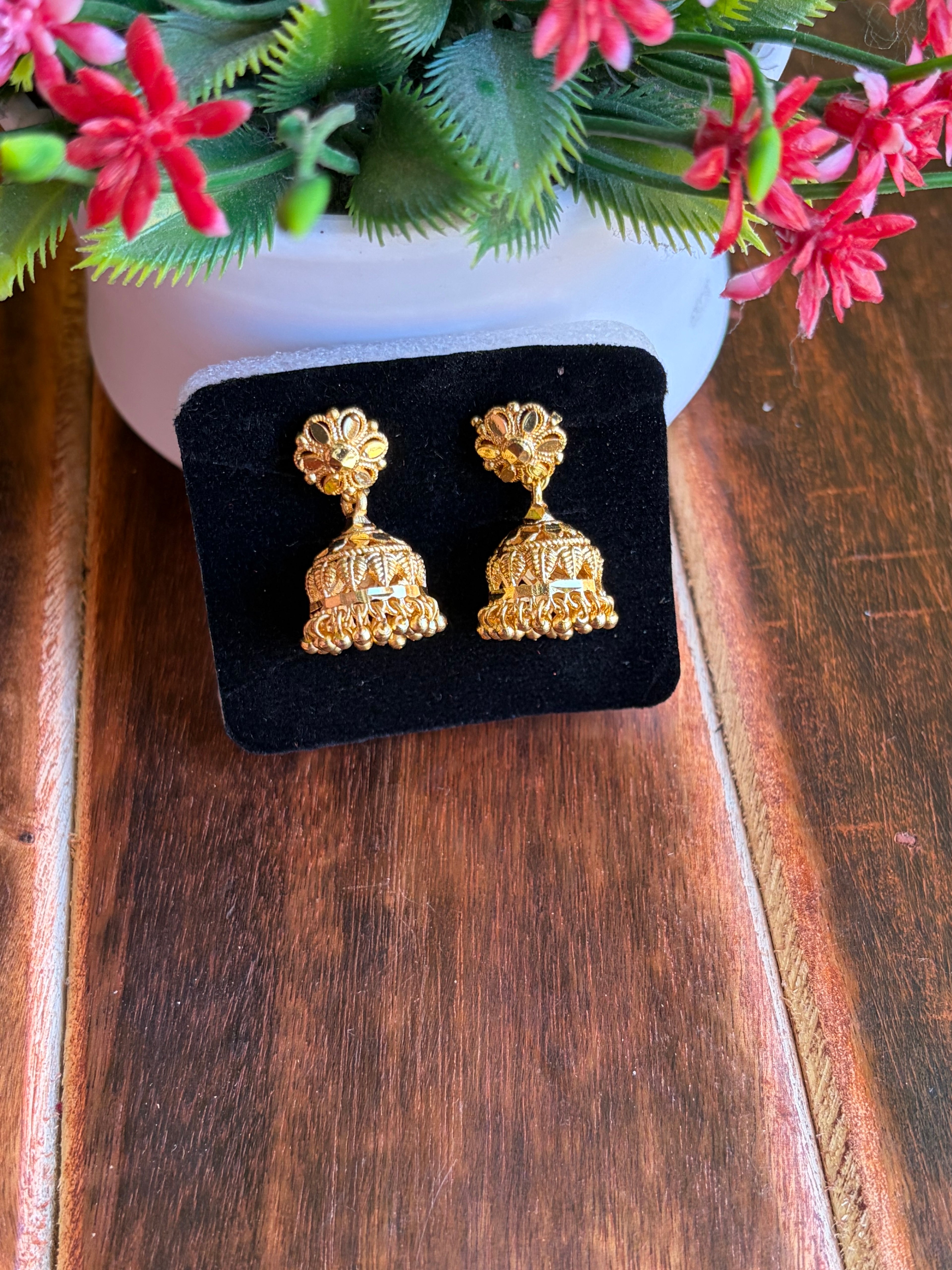 Antique Gold Temple Jhumka Earrings