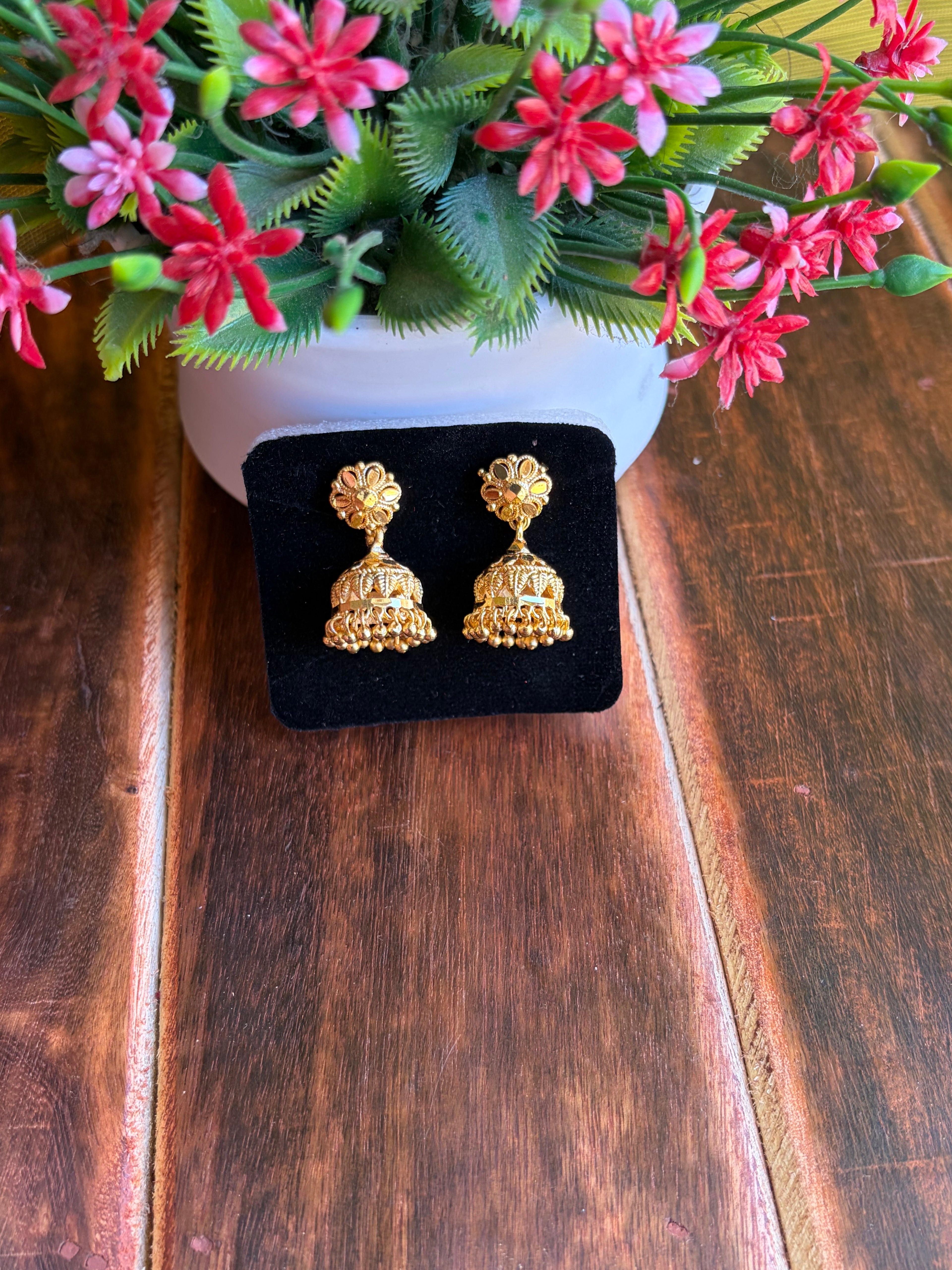 Antique Gold Temple Jhumka Earrings